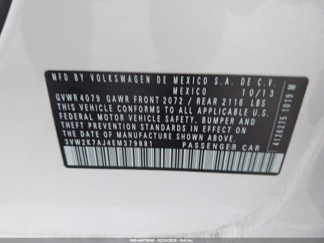 3VW2K7AJ4EM379881 Volkswagen Jetta 2.0l S