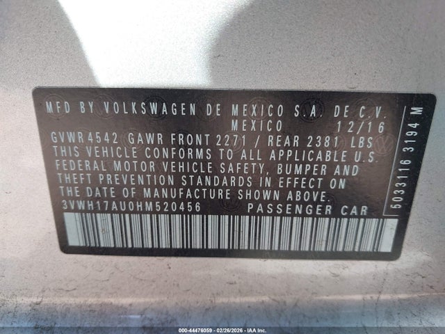 3VWH17AU0HM520456 Volkswagen Golf Alltrack Tsi S/tsi Se/tsi Sel