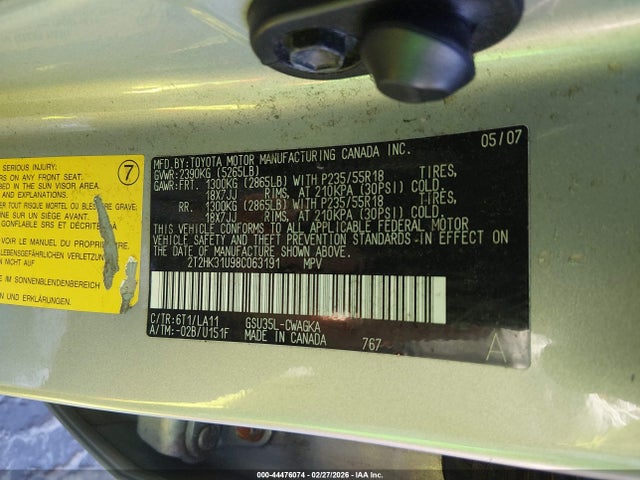 Auction sale of the 2008 Lexus Rx 350, vin: 2T2HK31U98C063191, lot number: 44476074