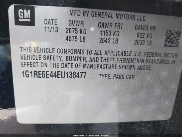 1G1RE6E44EU138477 Chevrolet Volt