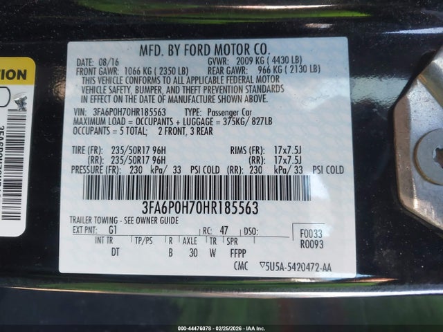 2017 FORD FUSION 3FA6P0H70HR185563 Photo 8