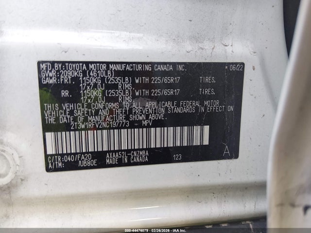 Toyota Rav4 Xle 2022 2T3W1RFV2NC197773 Image 9