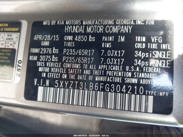 Продаж на аукціоні авто 2015 Hyundai Santa Fe Sport 2.4l, vin: 5XYZT3LB6FG304210, номер лоту: 44476101