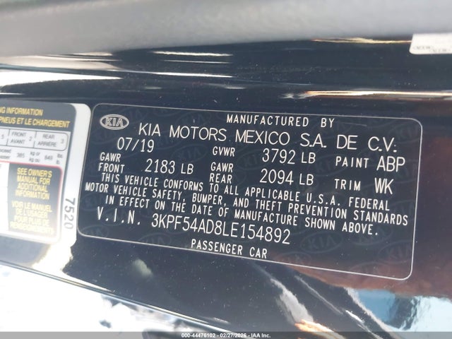 KIA FORTE EX 2020 3KPF54AD8LE154892 Image 9
