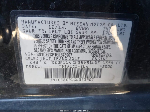 Nissan Versa Note S Plus 2016 3N1CE2CP1GL373907 Image 9