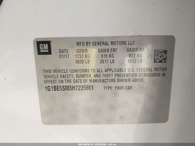1G1BE5SM3H7226861 Chevrolet Cruze Lt Auto