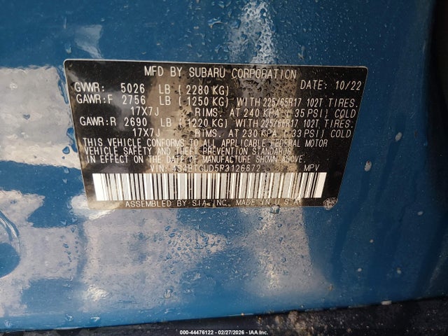 2023 SUBARU OUTBACK 4S4BTGUD5P3126672 Photo 8