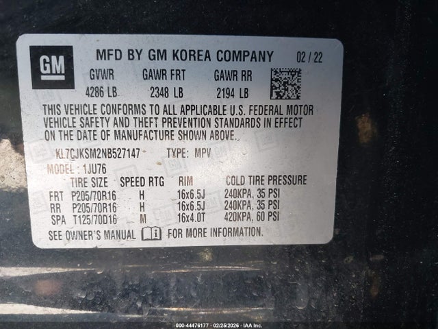 Chevrolet Trax Fwd Ls 2022 KL7CJKSM2NB527147 Image 9
