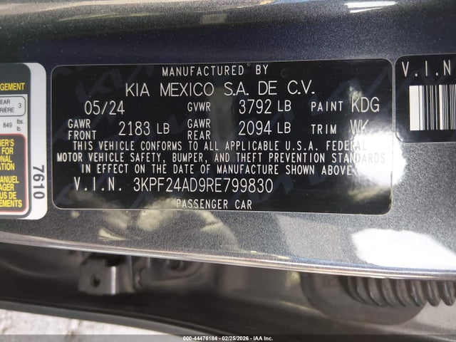 3KPF24AD9RE799830 KIA Forte Lxs