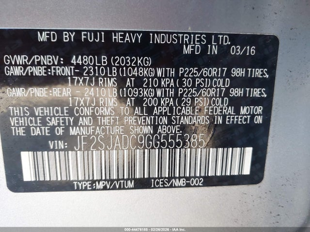 Subaru Forester 2.5i Premium 2016 JF2SJADC9GG555385 Image 9