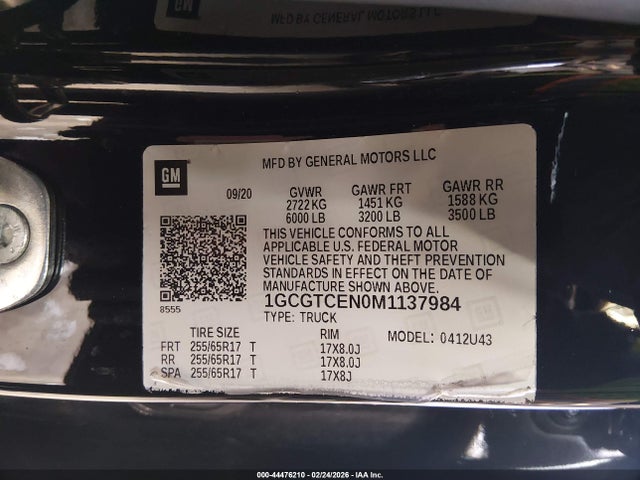 1GCGTCEN0M1137984 Chevrolet Colorado 4wd Long Box Lt