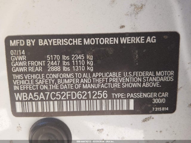 Продажа на аукционе авто 2015 Bmw 528i Xdrive, vin: WBA5A7C52FD621256, номер лота: 44476212