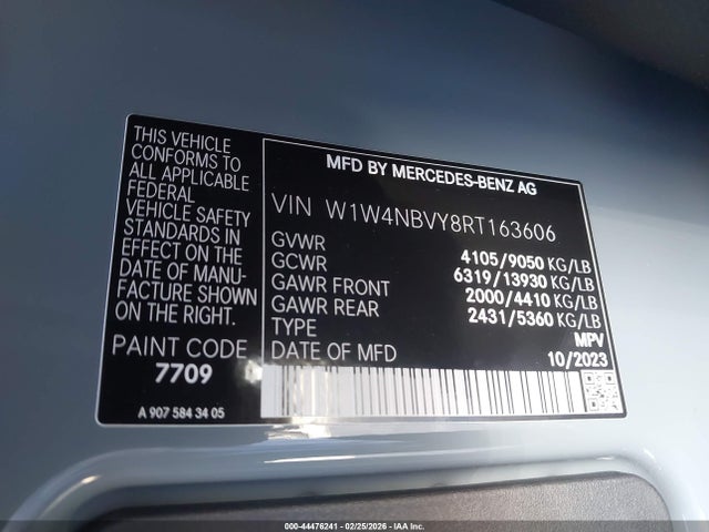 W1W4NBVY8RT163606 Mercedes-Benz Sprinter 2500 Standard Roof 4-cyl Diesel Ho