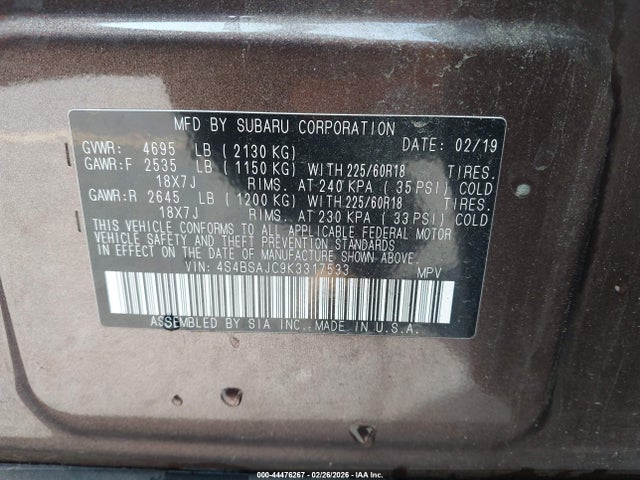 4S4BSAJC9K3317533 Subaru Outback 2.5i Limited