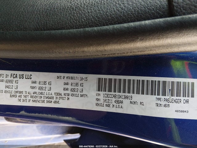 Продаж на аукціоні авто 2016 Chrysler 200 Limited, vin: 1C3CCCAB1GN130019, номер лоту: 44476268