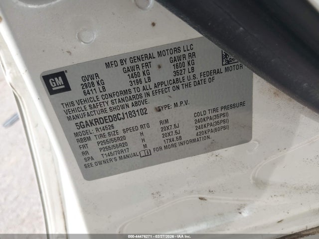 Продажа на аукционе авто 2012 Buick Enclave Premium, vin: 5GAKRDED8CJ183102, номер лота: 44476271