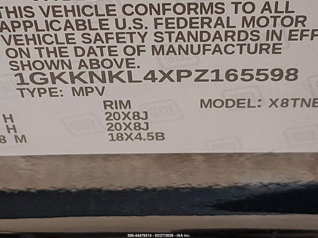 1GKKNKL4XPZ165598 GMC Acadia Fwd Sle