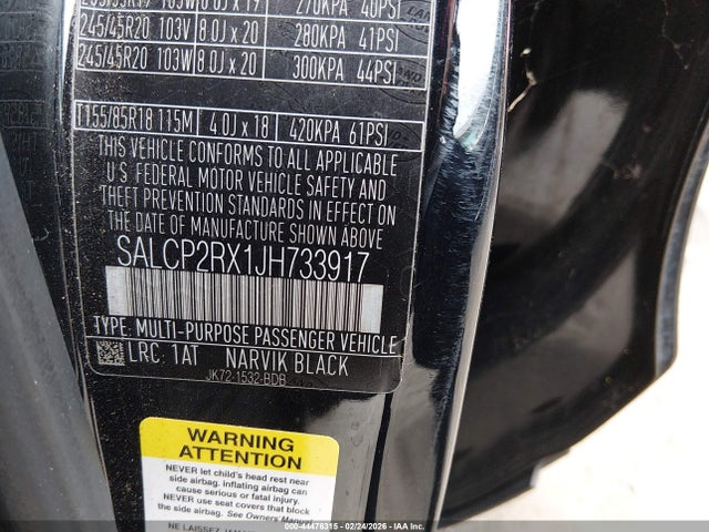 SALCP2RX1JH733917 Land Rover Discovery Sport Se