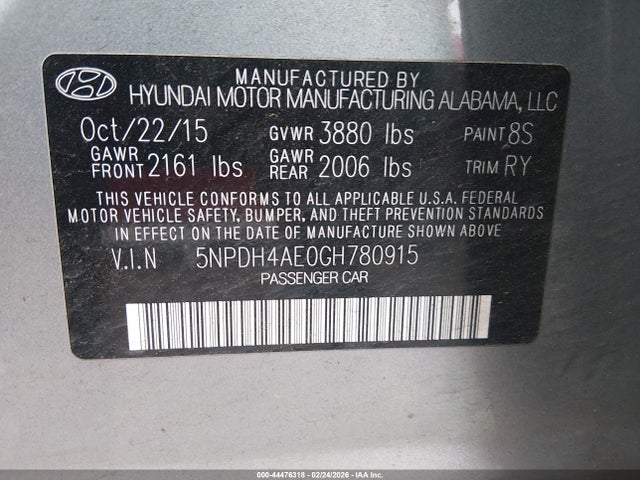 Hyundai Elantra Value Edition 2016 5NPDH4AE0GH780915 Image 9
