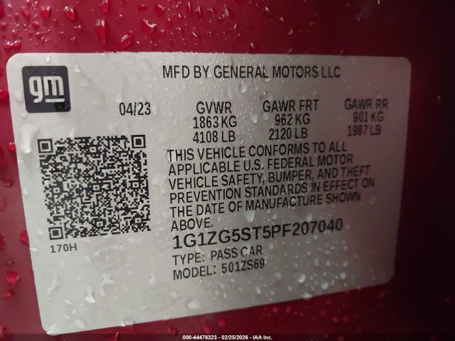 1G1ZG5ST5PF207040 Chevrolet Malibu Fwd Rs