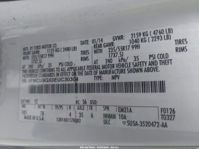 1FMCU9GX0EUC30304 Ford ESCAPE SE