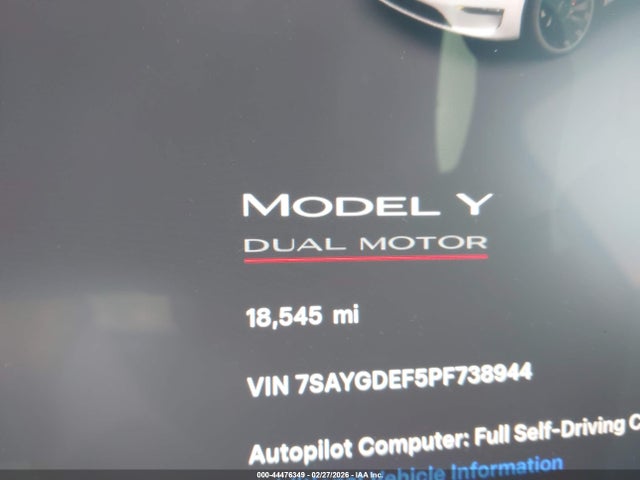 7SAYGDEF5PF738944 Tesla Model Y Performance Dual Motor All-wheel Drive