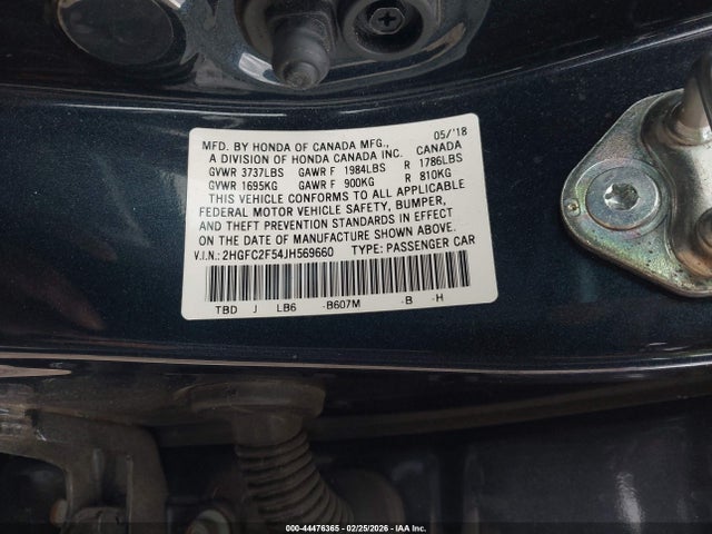 2018 Honda Civic Lx მანქანა იყიდება აუქციონზე, vin: 2HGFC2F54JH569660, აუქციონის ნომერი: 44476365