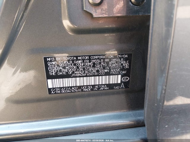 Aukcja sprzedaży 2005 Lexus Ls 430, vin: JTHBN36F650181232, numer aukcji: 44476374