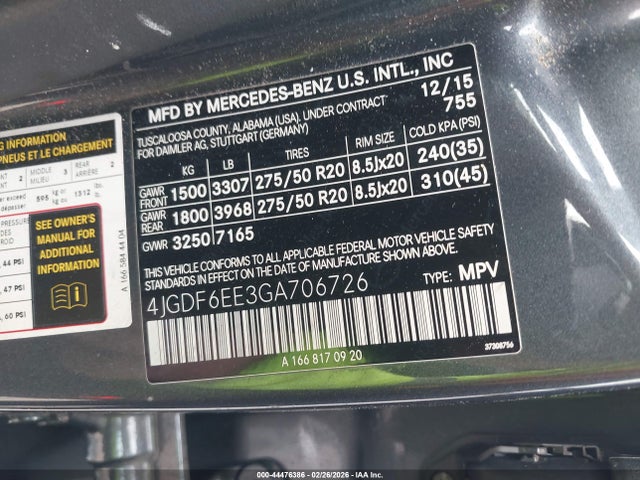 2016 MERCEDES-BENZ GL 450 4JGDF6EE3GA706726 Photo 8