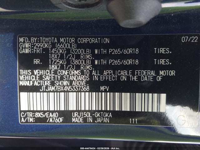 2022 LEXUS GX 460 JTJAM7BX4N5337368 Photo 8