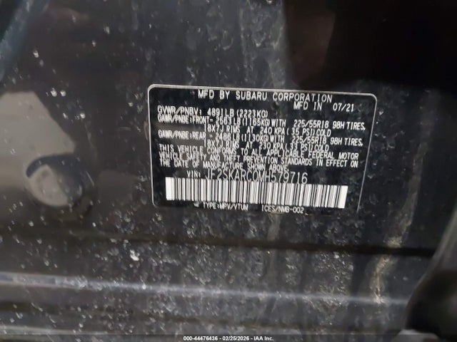 Продажа на аукционе авто 2021 Subaru Forester Sport, vin: JF2SKARC0MH579716, номер лота: 44476436