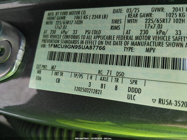 2025 FORD ESCAPE 1FMCU9GN9SUA87766 Photo 8