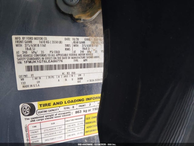 1FMJK1GT6LEA86776 Ford Expedition Xl Max
