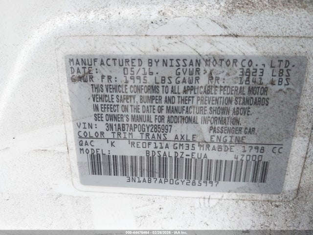 Nissan SENTRA SV 2016 3N1AB7AP0GY285997 Image 9