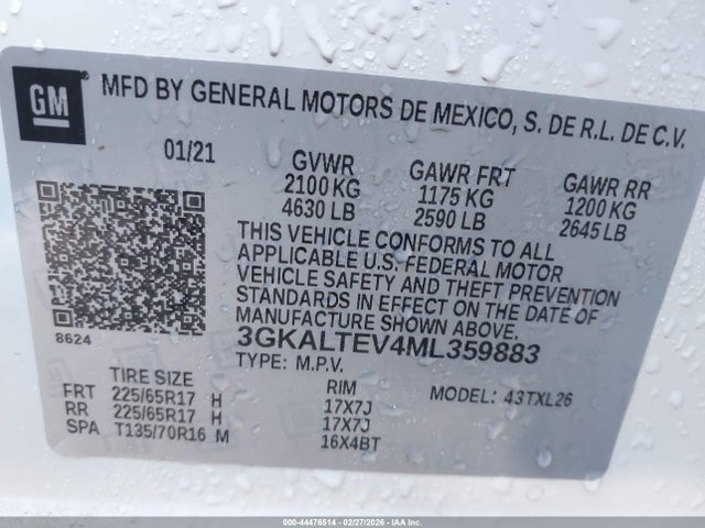 2021 Gmc Terrain Awd Sle მანქანა იყიდება აუქციონზე, vin: 3GKALTEV4ML359883, აუქციონის ნომერი: 44476514
