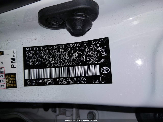 JTDP4MCE8N3510748 Toyota COROLLA SE