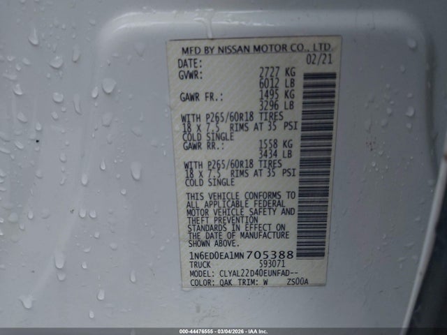 2021 NISSAN FRONTIER 1N6ED0EA1MN705388 Photo 8