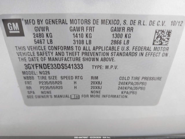 2013 CADILLAC SRX 3GYFNDE33DS541333 Photo 8