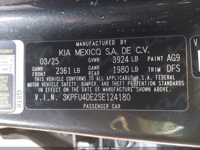 Продаж на аукціоні авто 2025 Kia K4 Ex, vin: 3KPFU4DE2SE124180, номер лоту: 44476588