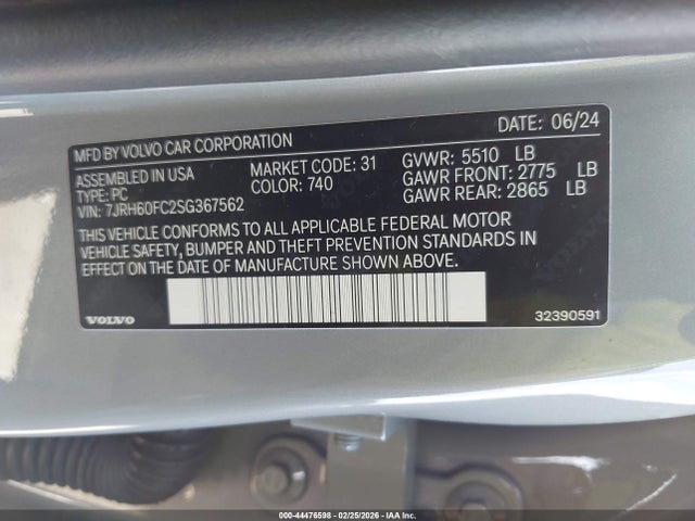 Volvo S60 Plug-in Hybrid T8 Plus 2025 7JRH60FC2SG367562 Image 9