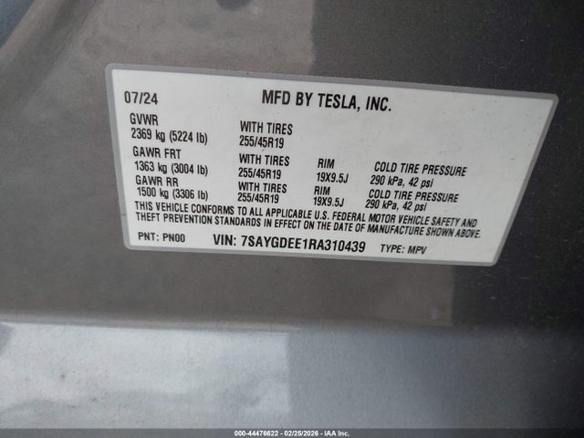 7SAYGDEE1RA310439 Tesla Model Y Long Range Dual Motor All-wheel Drive