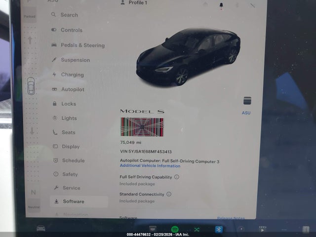 5YJSA1E68MF453413 Tesla Model S Plaid Tri Motor All-wheel Drive