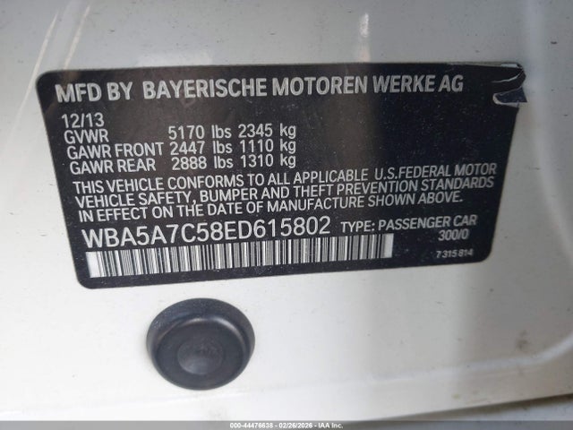BMW 528i Xdrive 2014 WBA5A7C58ED615802 Image 9