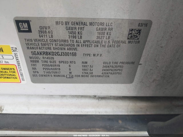 5GAKRBKD2GJ300168 Buick Enclave Leather