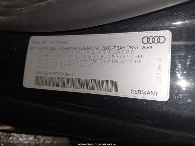Aukcja sprzedaży 2016 Audi A7 3.0t Premium Plus, vin: WAU2GAFC6GN043277, numer aukcji: 44476660