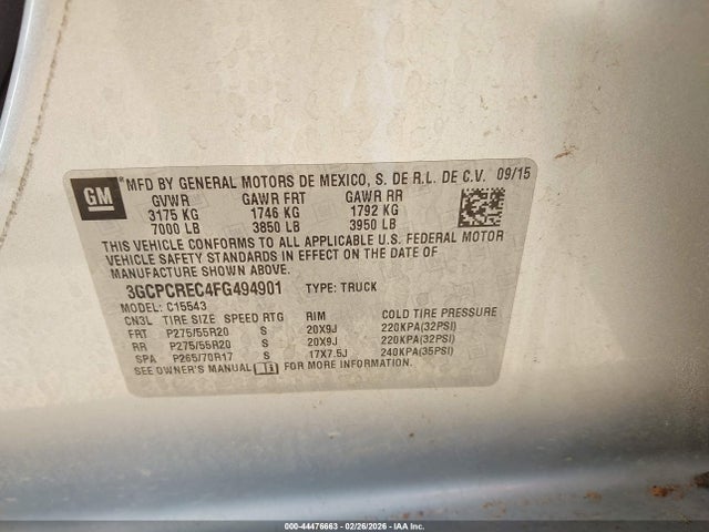 3GCPCREC4FG494901 Chevrolet Silverado 1500 1lt