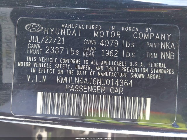 KMHLN4AJ6NU014364 Hyundai Elantra Hybrid Limited