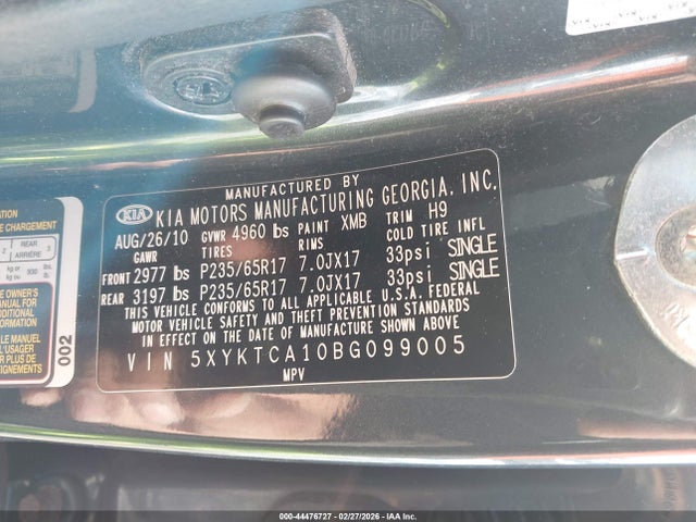Продажа на аукционе авто 2011 Kia Sorento Lx, vin: 5XYKTCA10BG099005, номер лота: 44476727
