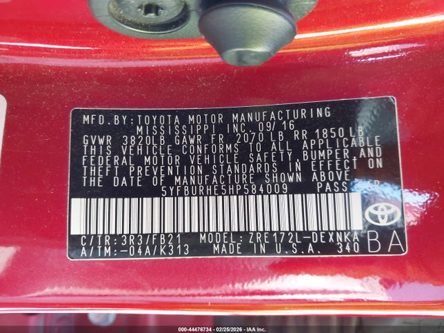 Toyota COROLLA LE 2017 5YFBURHE5HP584009 Image 9