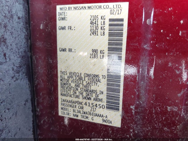 2017 NISSAN MAXIMA 1N4AA6AP0HC415450 Photo 8